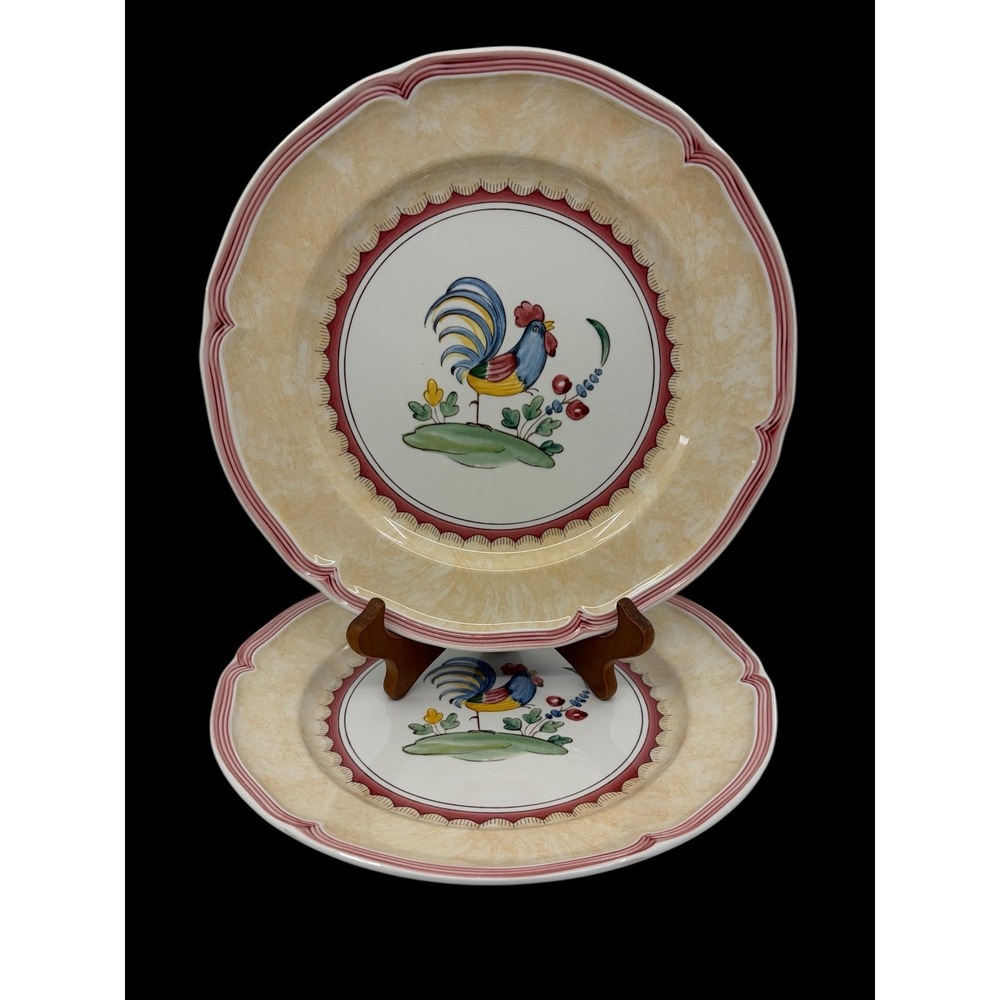 Villeroy & Boch Jardin d'Alsace Village Set of 2 Dinner Plates Rooster Porcelain